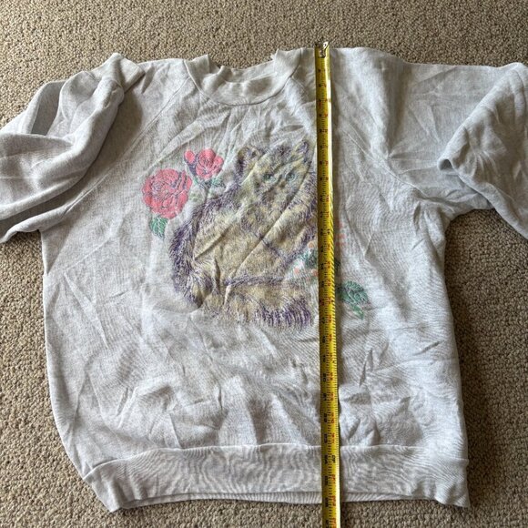 Vintage Cat Sweatshirt | Faded Gray | Y2K | Grandmacore | Cozy & Soft - Picture 8 of 8